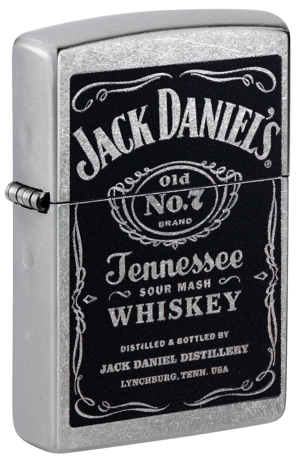 Зажигалка ZIPPO Jack Daniels® с покрытием Street Chrome, латунь/сталь, серебристая, 38x13x57 мм, серебристый
