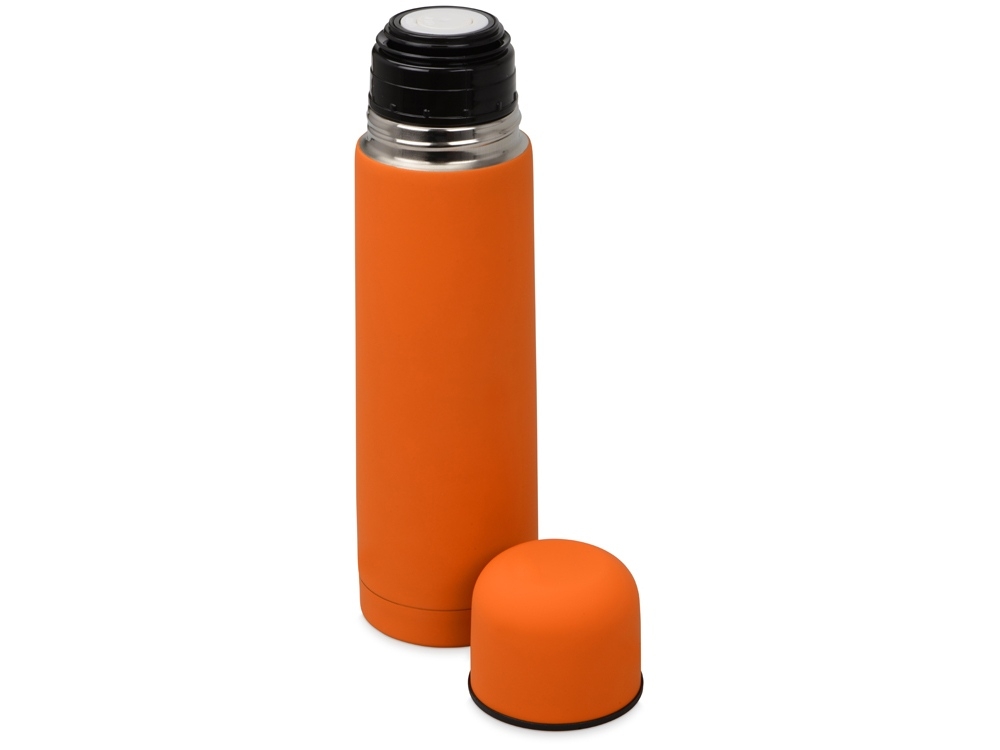 Термос «Ямал Soft Touch» с чехлом, оранжевый, металл, soft touch