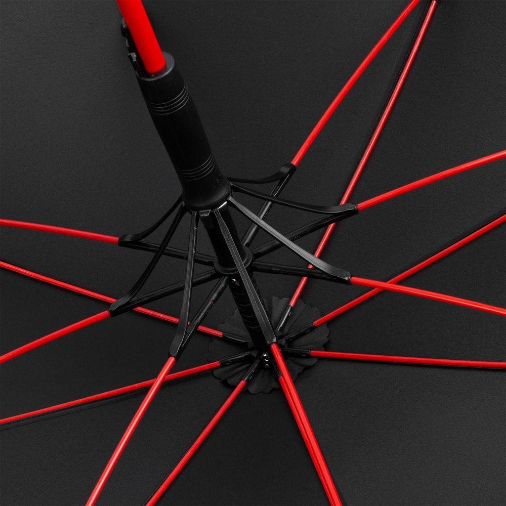 Зонт-трость с цветными спицами Color Style, красный с черной ручкой, черный, красный, пластик, soft touch