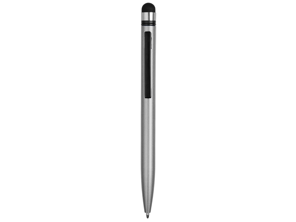 Ручка-стилус пластиковая шариковая «Poke», черный, серебристый