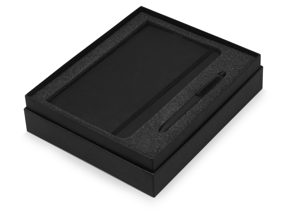 Подарочный набор Moleskine Indiana с блокнотом А5 Soft и ручкой, черный, пластик, soft touch
