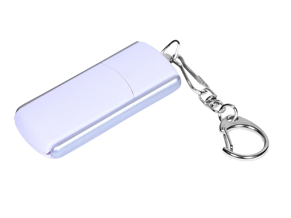 USB 2.0- флешка промо на 32 Гб с прямоугольной формы с выдвижным механизмом, белый, серебристый, пластик