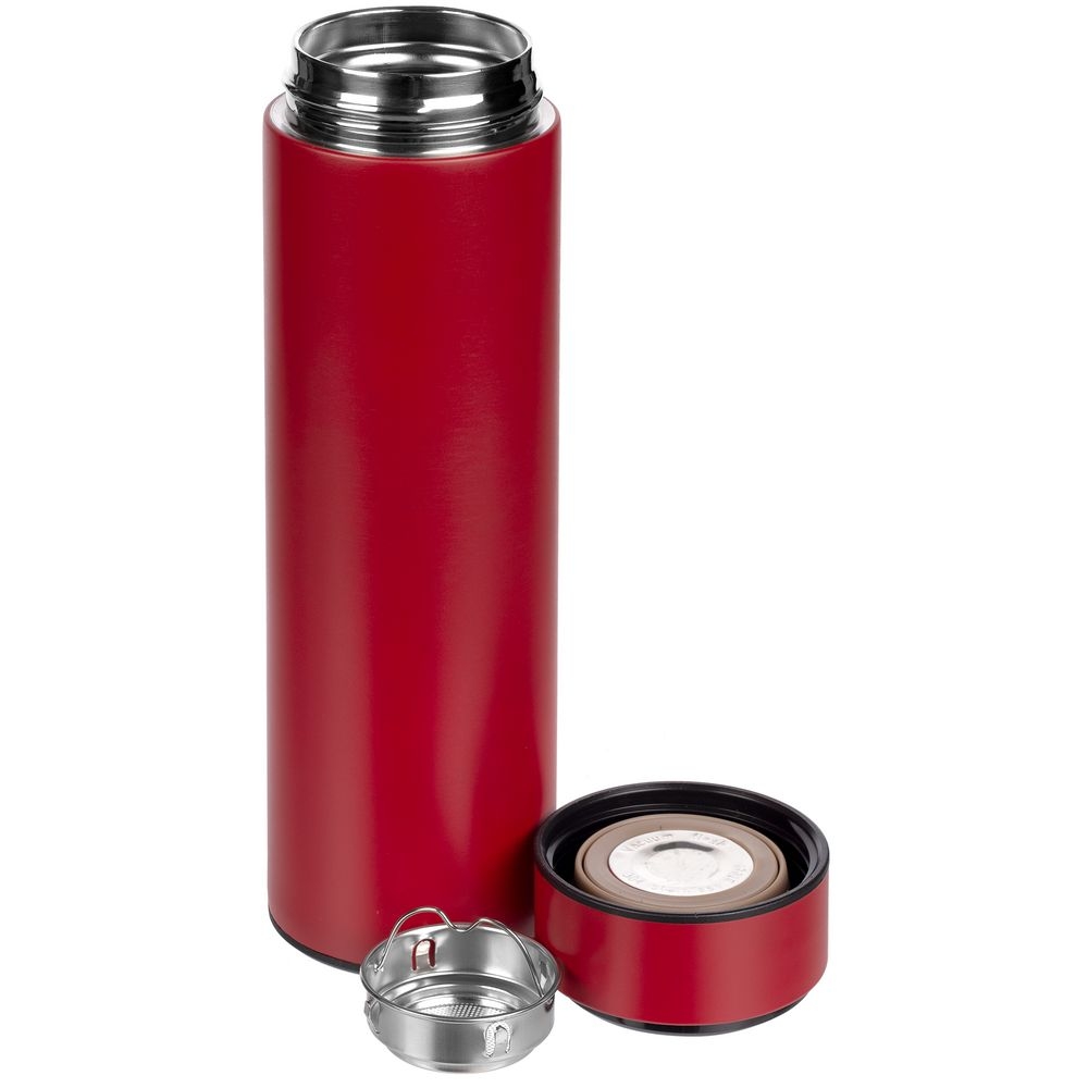 Смарт-бутылка с заменяемой батарейкой Long Therm, красная, красный, металл