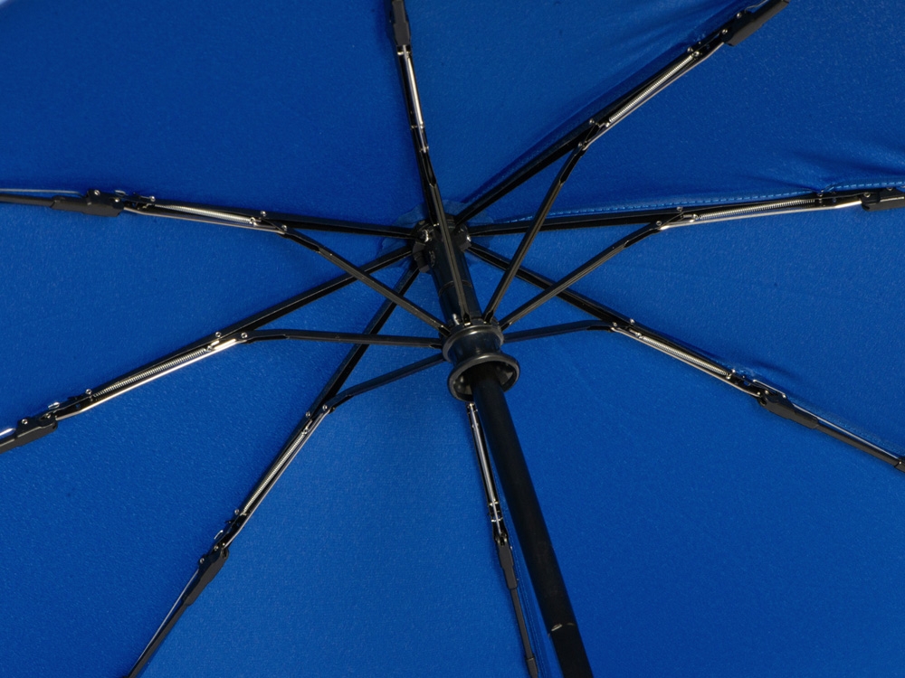 Зонт складной «Lumet» с куполом из переработанного пластика, автомат, синий, полиэстер, пластик