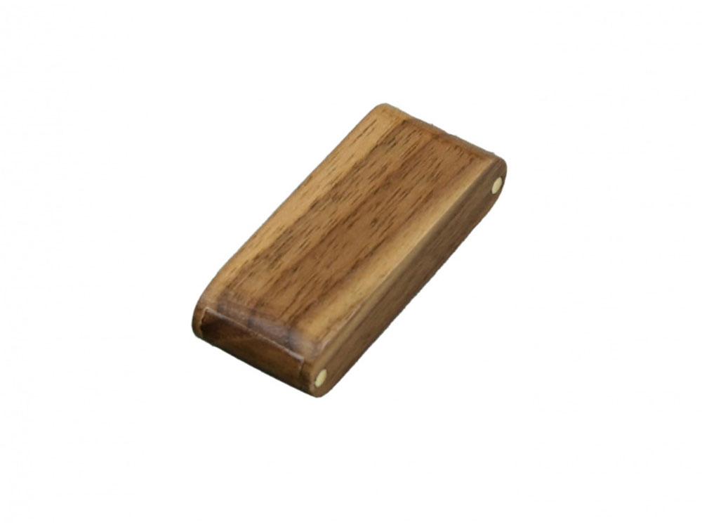 USB 2.0- флешка на 16 Гб прямоугольной формы с раскладным корпусом, коричневый, дерево