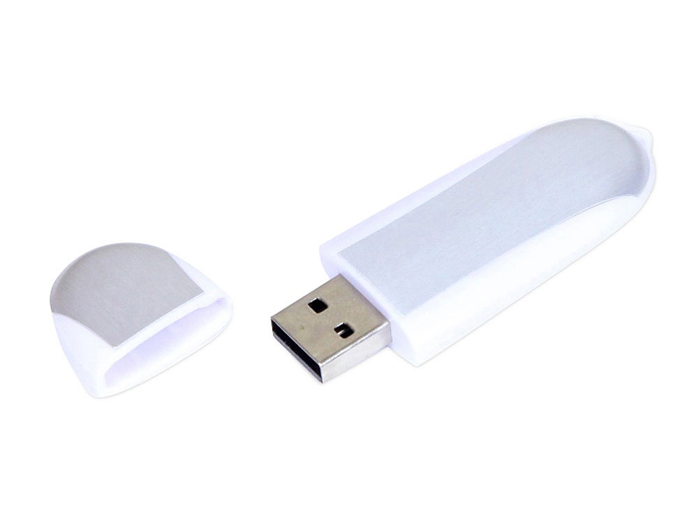 USB 3.0- флешка промо на 32 Гб овальной формы, серебристый, прозрачный, пластик