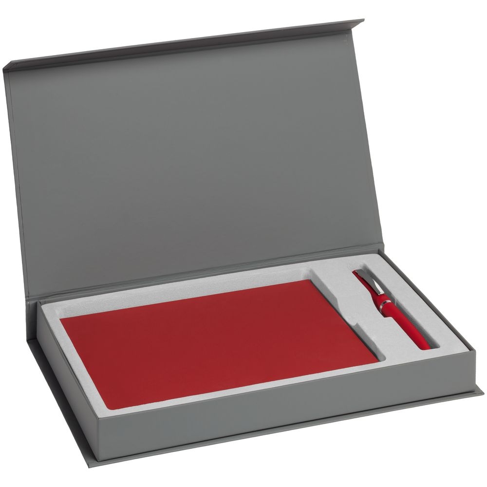 Набор Shall, красный, красный, ежедневник - искусственная кожа; ручка - металл; покрытие софт-тач; коробка - картон