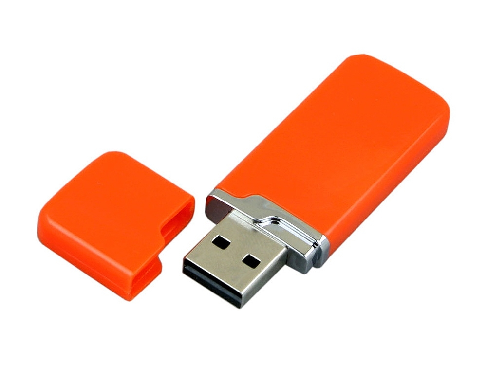 USB 2.0- флешка на 16 Гб с оригинальным колпачком, оранжевый, пластик