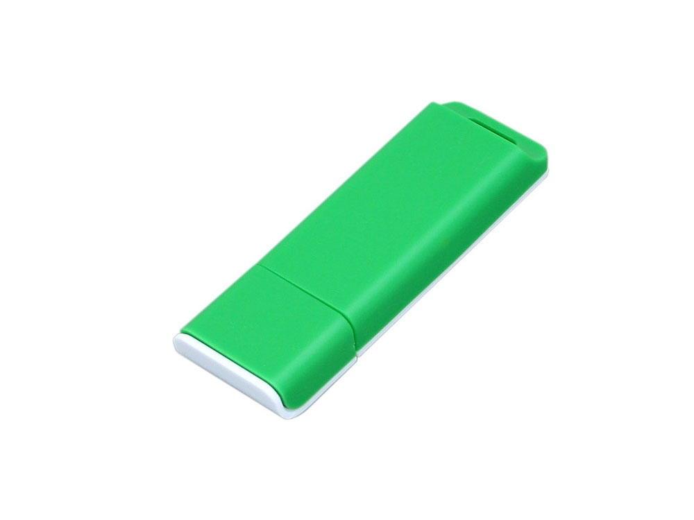 USB 2.0- флешка на 4 Гб с оригинальным двухцветным корпусом, зеленый, белый, пластик