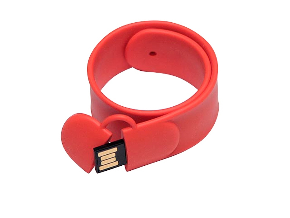 USB 2.0- флешка на 64 Гб в виде браслета, оранжевый, силикон