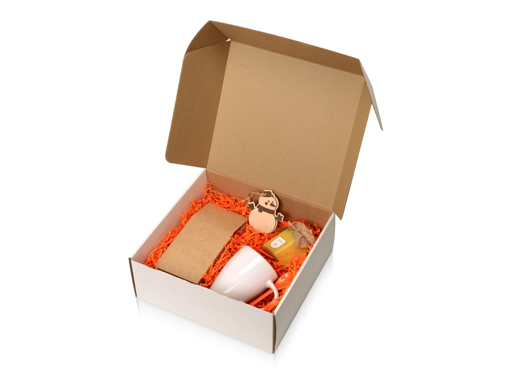 Подарочный набор «Чайная церемония», белый, оранжевый, дерево, керамика