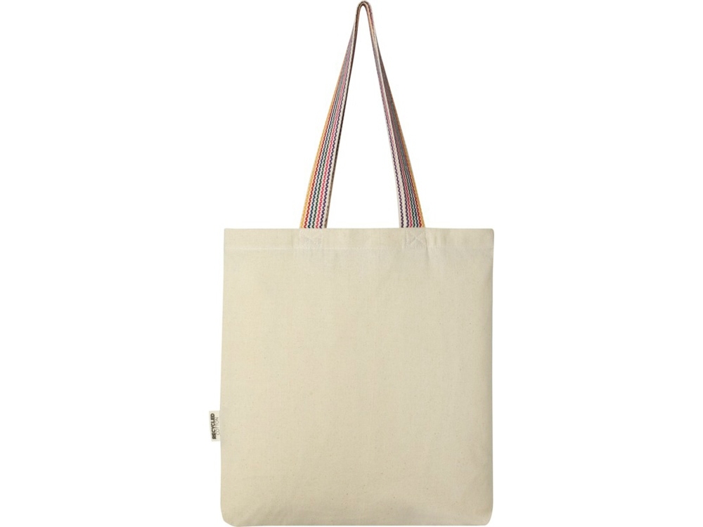 Эко-сумка «Rainbow» из переработанного хлопка с передним карманом, натуральный, полиэстер, хлопок