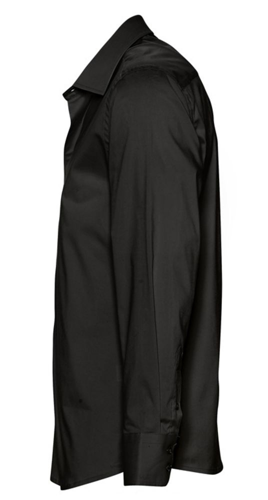 Рубашка мужская с длинным рукавом Brighton, черная, черный, хлопок 97%; эластан 3%, плотность 140 г/м²; поплин стрейч