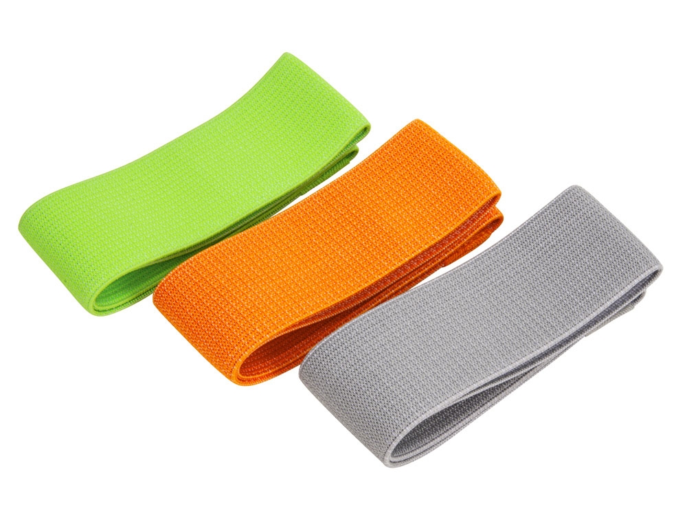 Набор тканевых фитнес-резинок «Fit», зеленый, серый, оранжевый, полиэстер