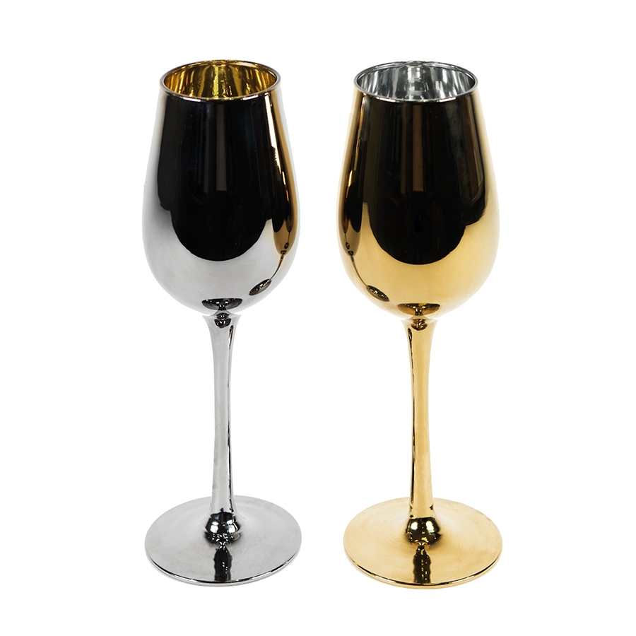 Набор бокалов для вина MOON&SUN (2шт), золотой и серебяный, 22,5х24,8х11,9см, стекло, серебристый, золотистый, стекло, картон