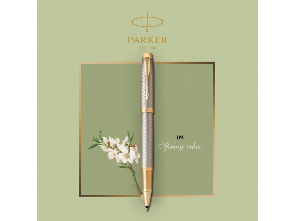 Ручка роллер Parker IM Premium, серый, желтый, серебристый, металл