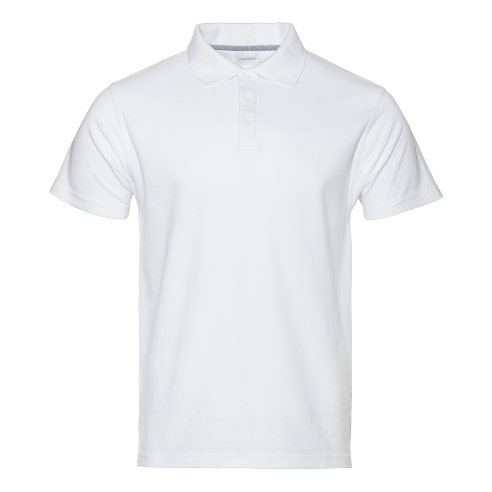 Рубашка поло мужская  STAN хлопок/полиэстер 185, 04, Белый, белый, 185 гр/м2, хлопок