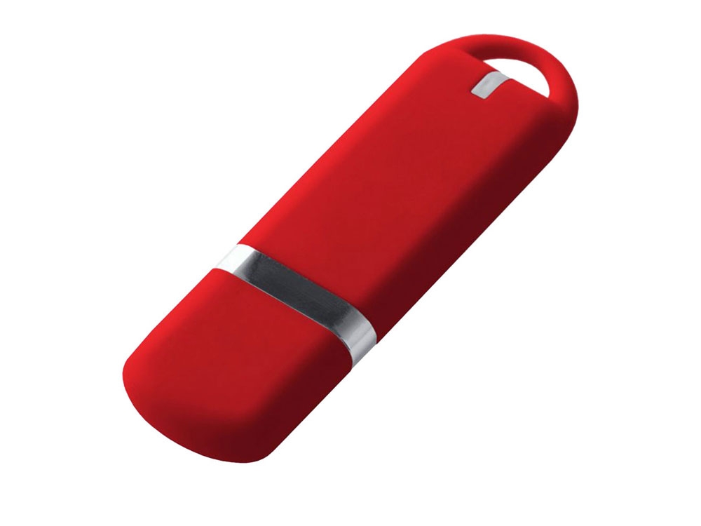 USB 2.0- флешка на 2 Гб, soft-touch, красный, soft touch