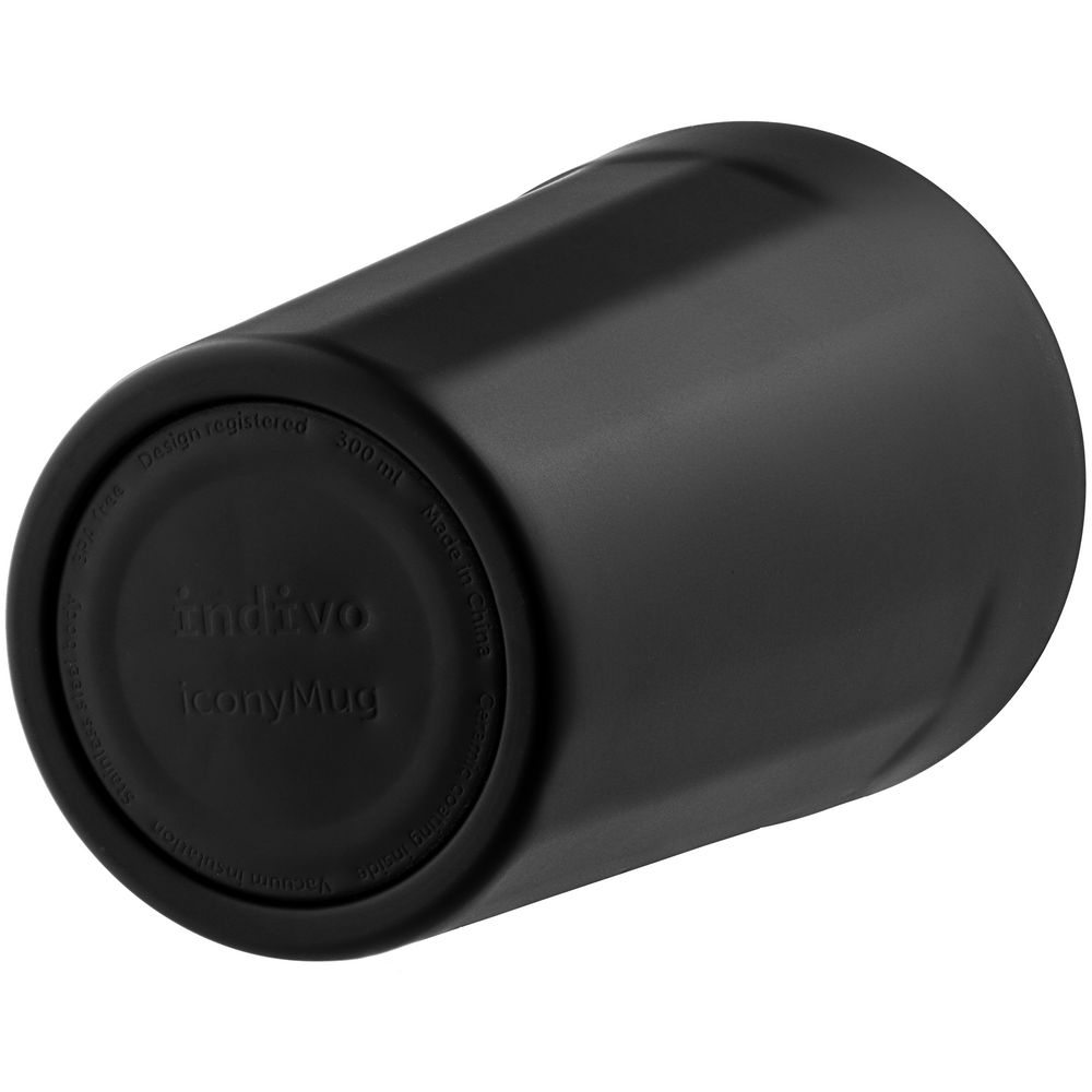 Термостакан iconyMug, черный, черный, корпус - нержавеющая сталь, пищевой, пищевая; внутренняя поверхность - керамическое покрытие; крышка - пластик