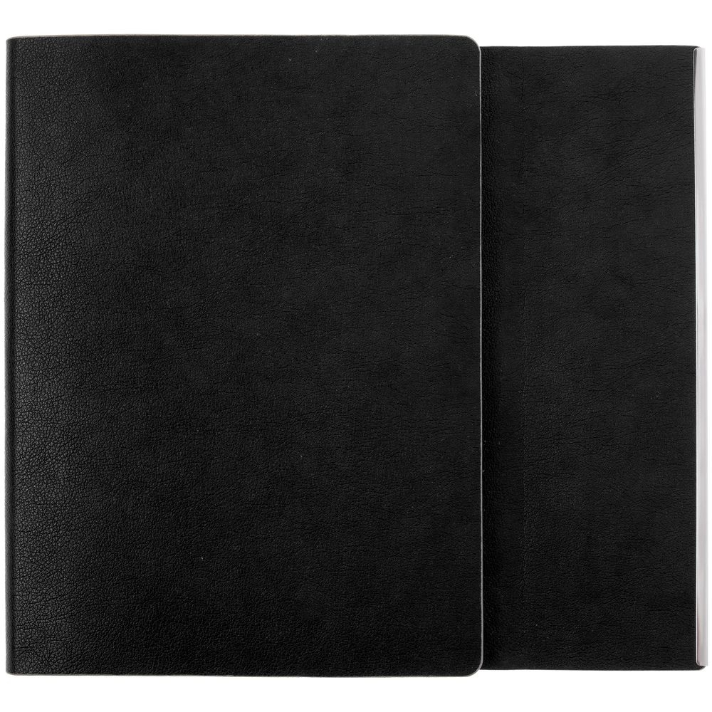 Ежедневник Petrus Flap, недатированный, черный, черный, кожзам