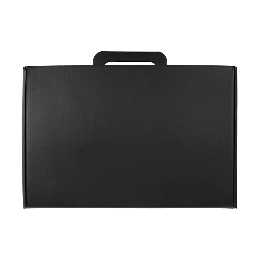 Коробка с ручкой подарочная, размер 37x25 x10 см, 24x 36x 10 см, картон, самосборная, черная, черный, картон