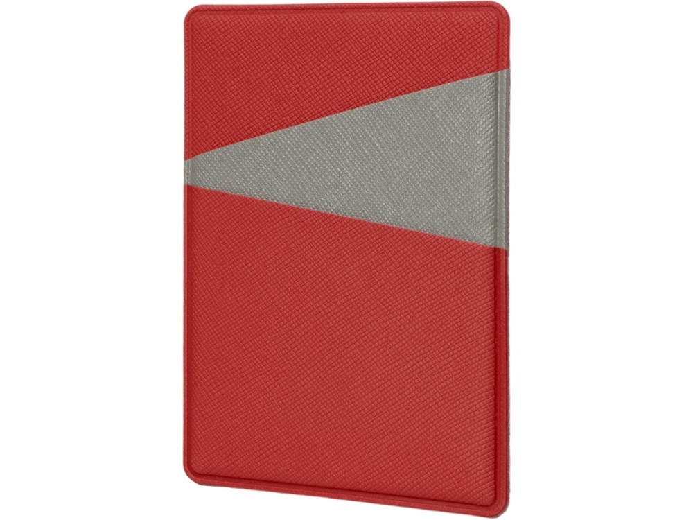 Картхолдер на 3 карты вертикальный «Favor», красный, серый, кожзам