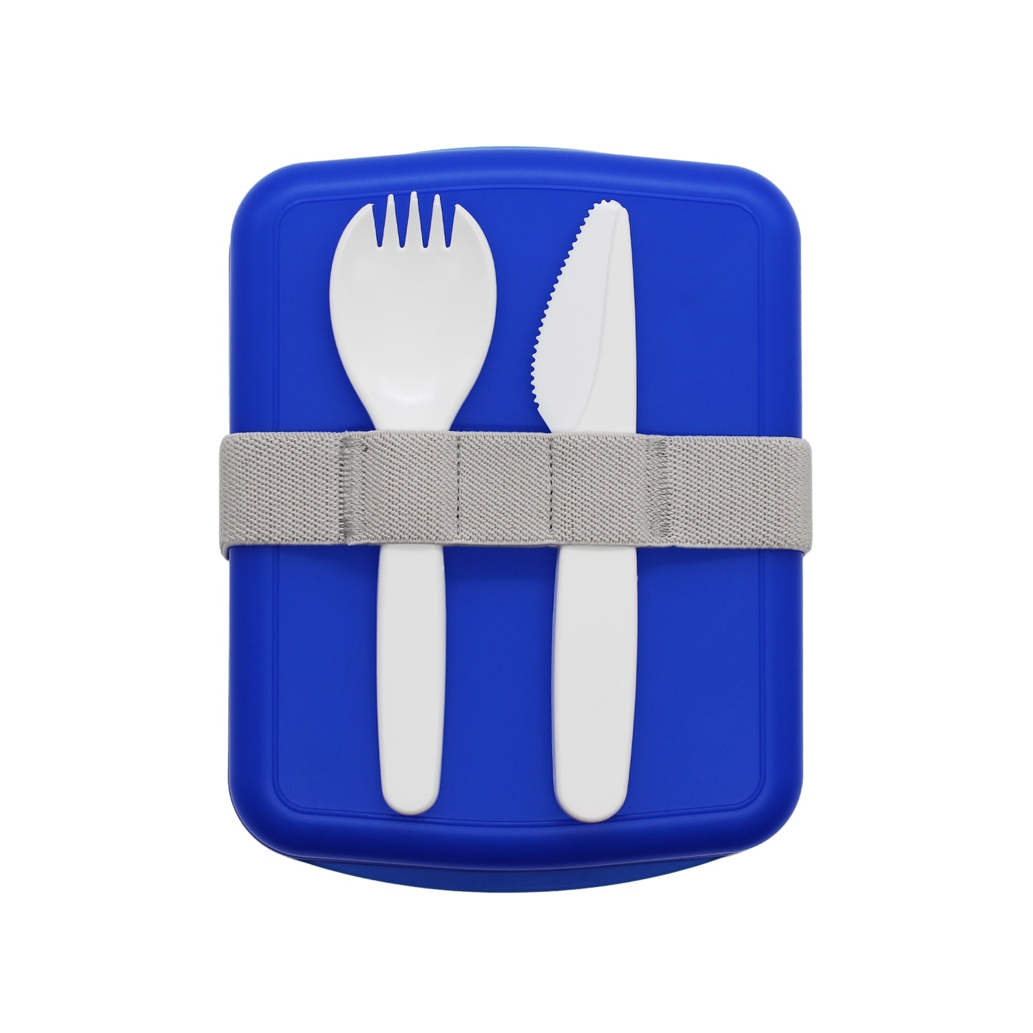 Ланч-бокс Lunch Blue line со столовыми приборами (синий), синий, пластик