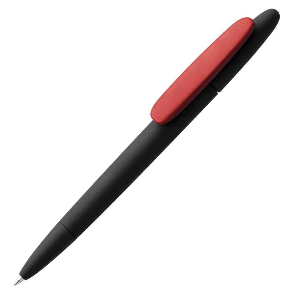 Ручка шариковая Prodir DS5 TRR-P Soft Touch, черная с красным, черный, красный, пластик; покрытие софт-тач