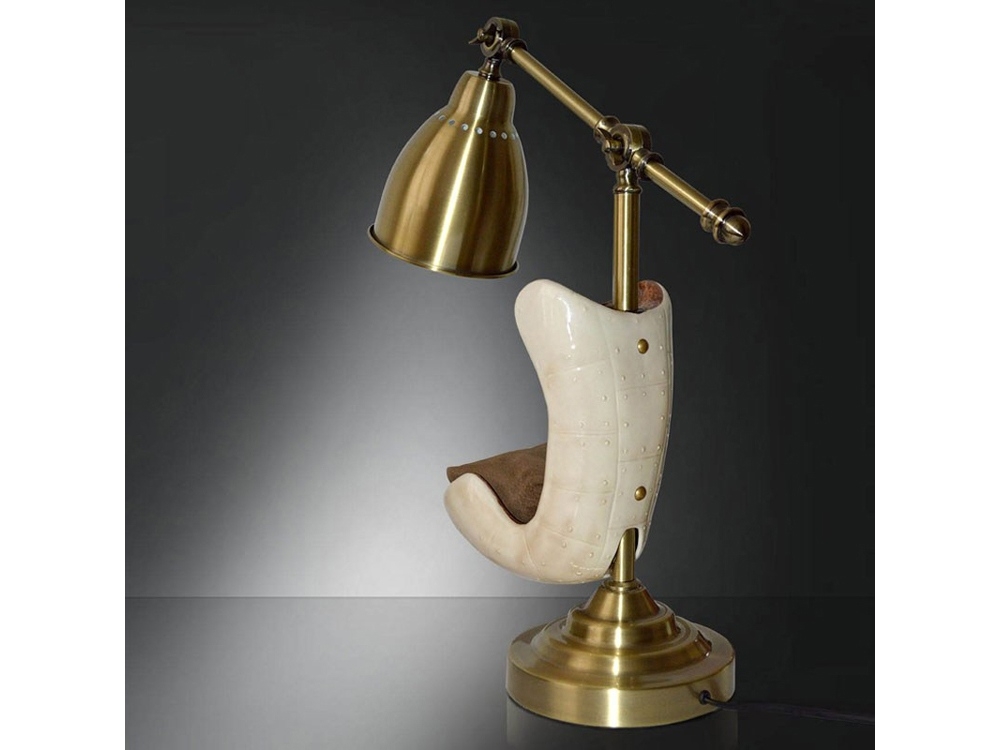 Настольная лампа «Комфорт» с функцией беспроводной зарядки, коричневый, белый, желтый, кожа