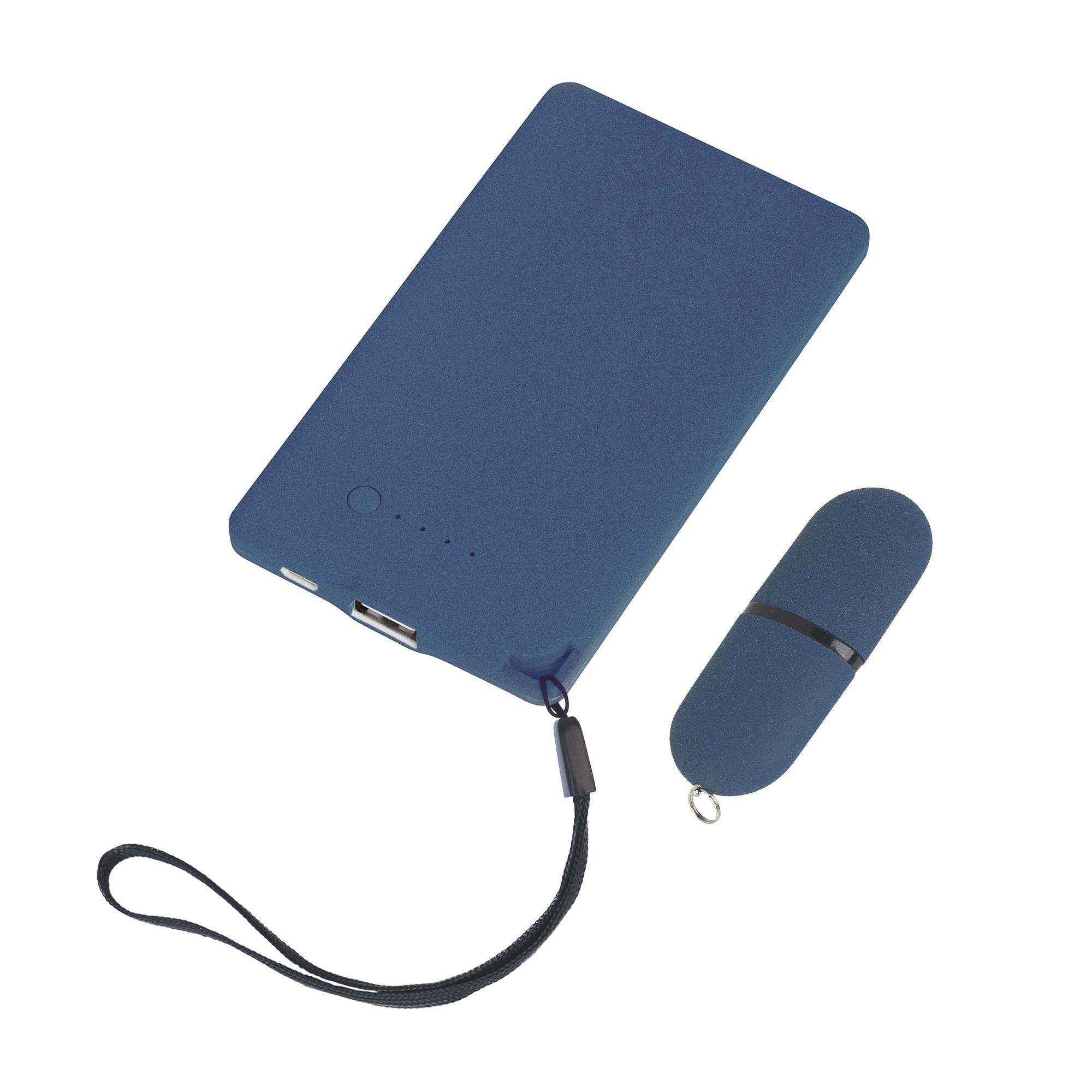 Подарочный набор "Камень" с покрытием soft grip на 3 предмета, черный, синий, пластик/soft grip