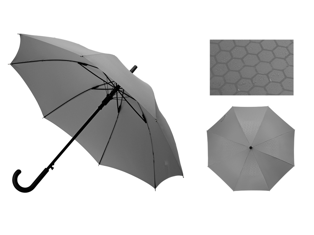 Зонт-трость полуавтомат «Wetty» с проявляющимся рисунком, серый, полиэстер