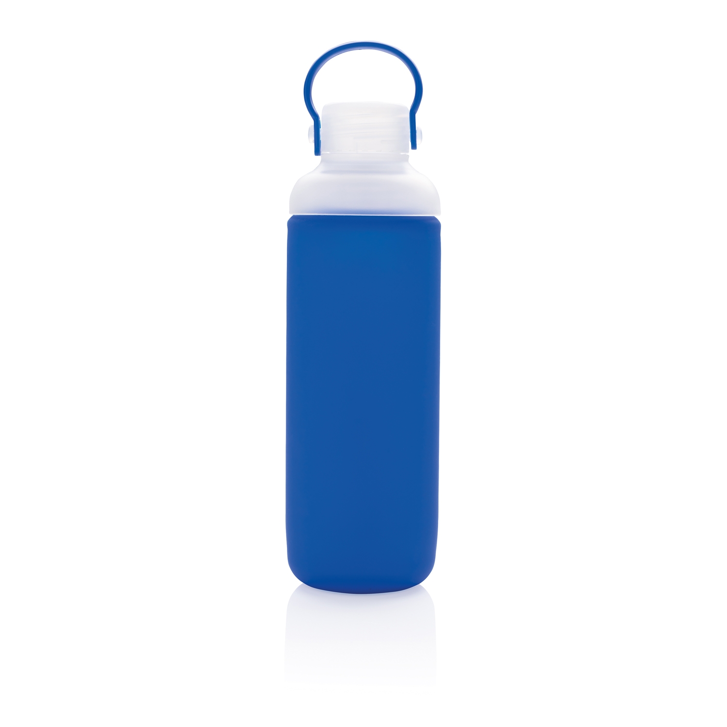 Стеклянная бутылка в силиконовом чехле, синий, силикон