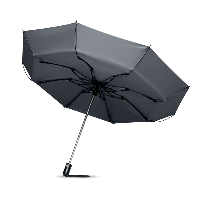 Складной реверсивный зонт, серый, полиэстер