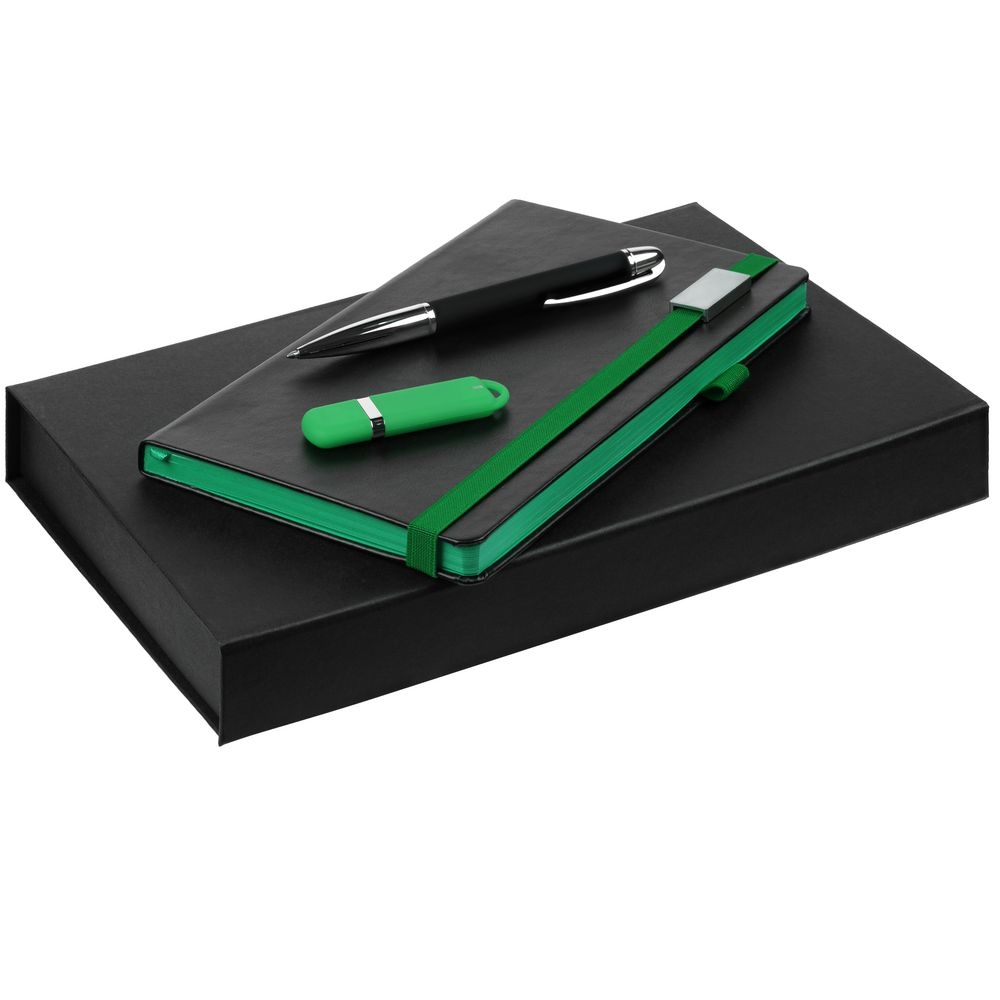 Набор Ton Memory, черный с зеленым, черный, зеленый, искусственная кожа; пластик; металл; переплетный картон