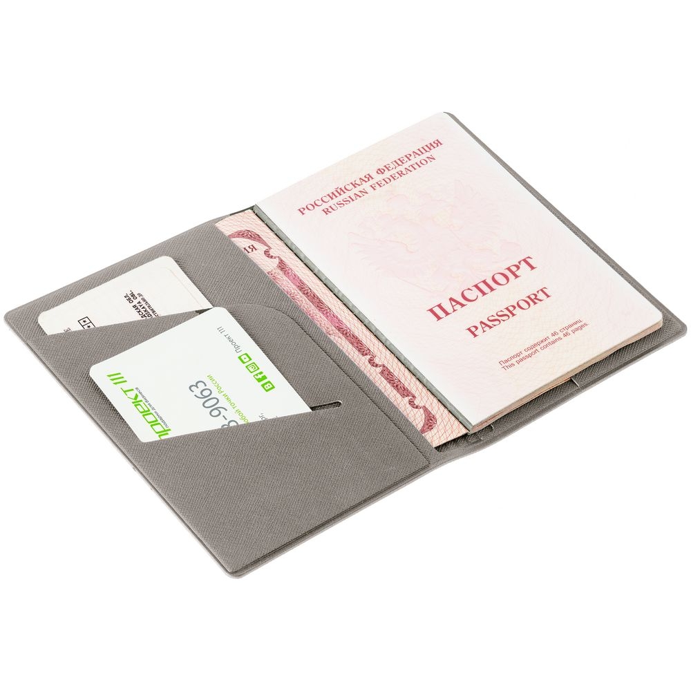 Обложка для паспорта Devon, серая, серый, кожзам