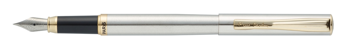 Ручка перьевая Pierre Cardin ECO, цвет - стальной. Упаковка Е, серебристый, нержавеющая сталь, ювелирная латунь