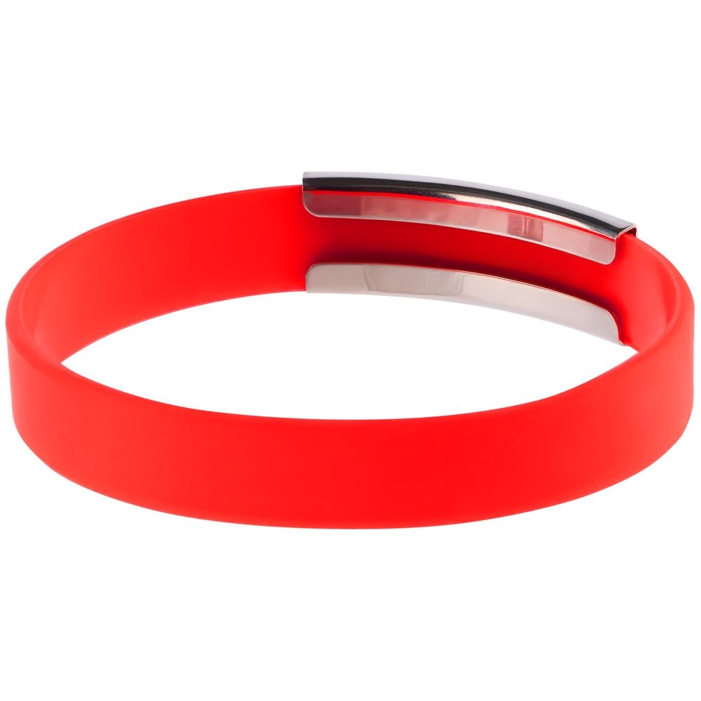 Силиконовый браслет Brisky с металлическим шильдом, красный, красный, металл, силикон