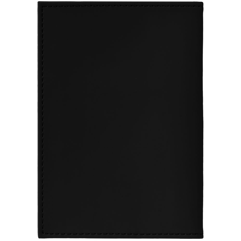Обложка для паспорта Shall, черная, черный, кожзам, soft touch