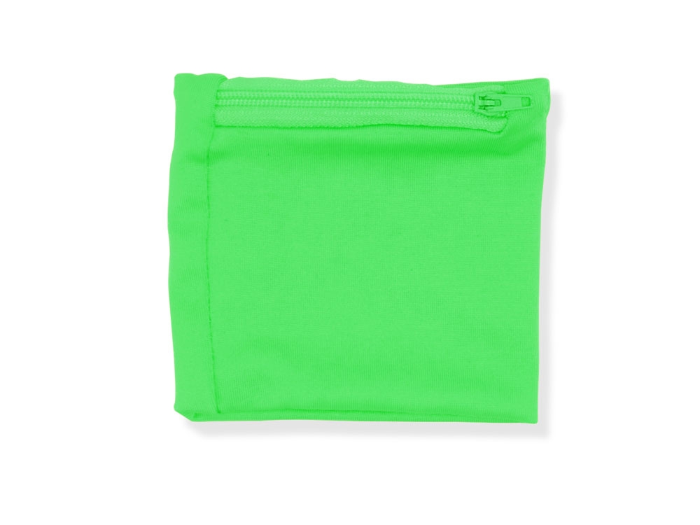 Эластичный браслет SPEED с карманом на молнии, зеленый, микроволокно