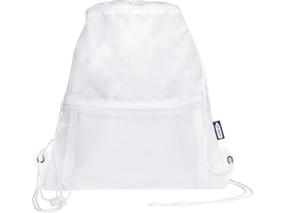 Изолированная сумка со шнурком «Adventure» из переработанных материалов, белый, полиэстер