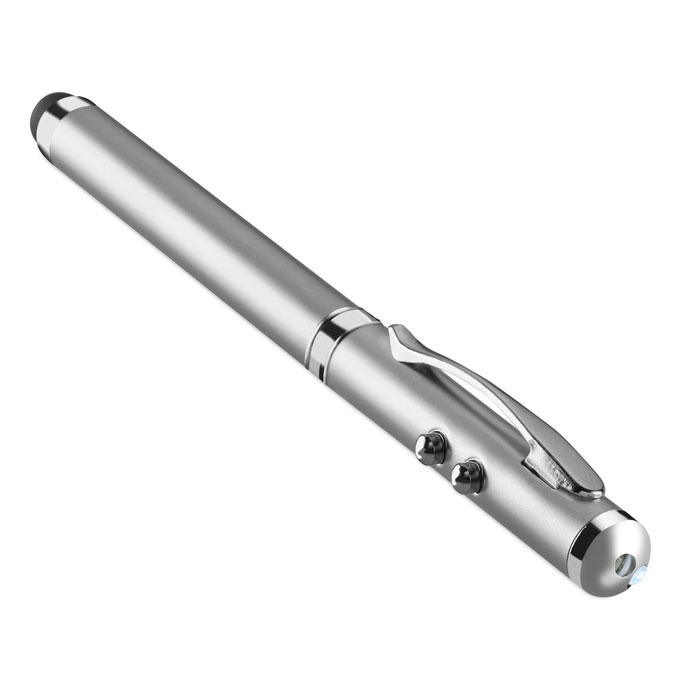 Ручка с фонариком и указкой, тускло-серебряный, алюминий