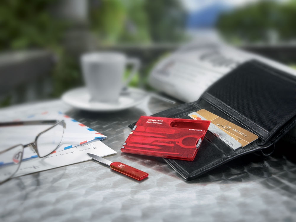 Швейцарская карточка «SwissCard Classic», 10 функций, красный, металл