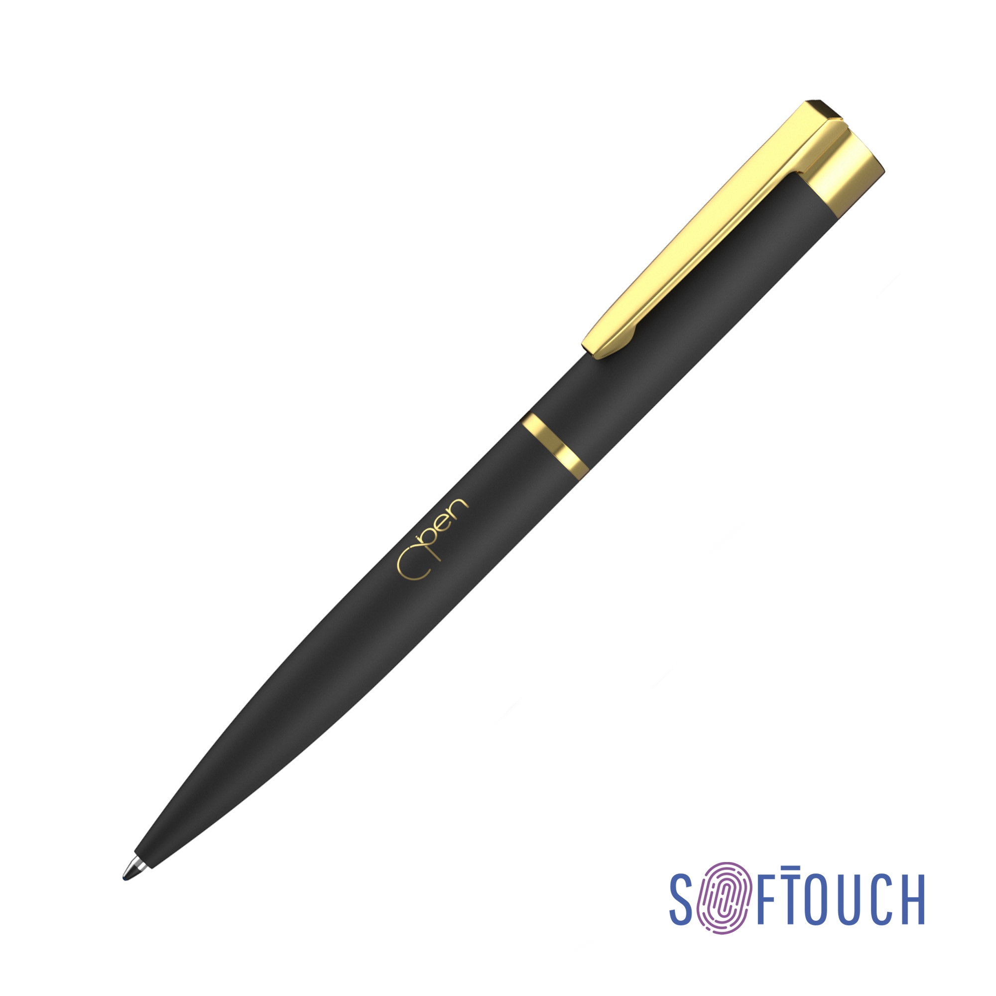 Ручка шариковая "Alice", покрытие soft touch, черный с золотом, металл/soft touch