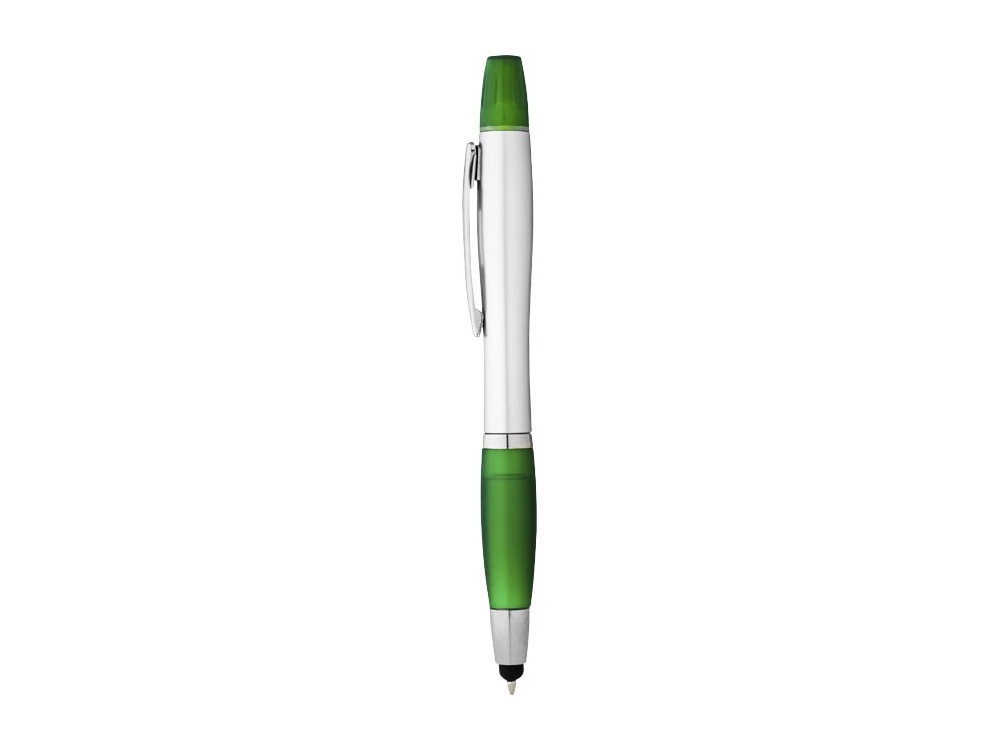 Ручка-стилус шариковая «Nash» с маркером, зеленый, серебристый, пластик