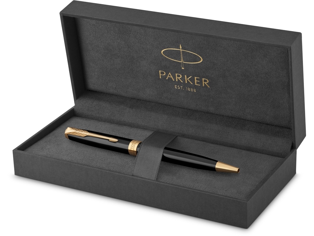 Ручка шариковая Parker «Sonnet Core Black Lacquer GT», черный, желтый, металл