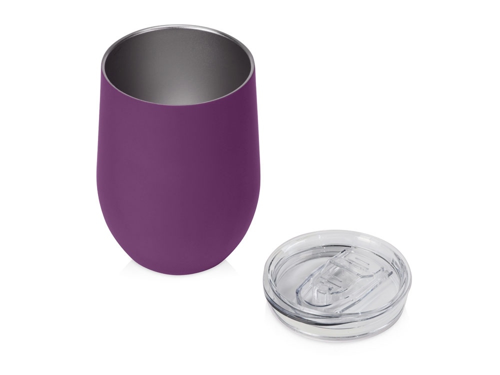 Вакуумная термокружка «Sense Gum», непротекаемая крышка, soft-touch, фиолетовый, металл, soft touch