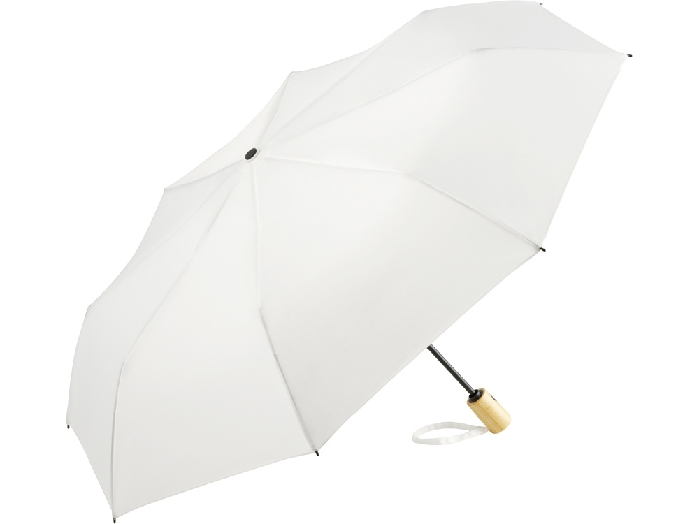 Зонт складной из бамбука «ÖkoBrella» полуавтомат, белый, полиэстер, пластик