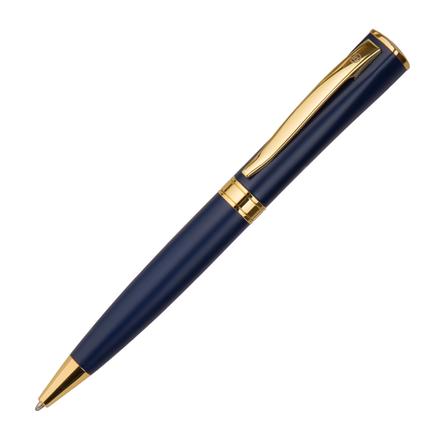 WIZARD GOLD, ручка шариковая, темно-синий/золотистый, металл, синий, металл