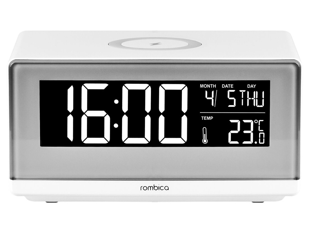 Часы с беспроводным зарядным устройством «Timebox 2», белый, пластик