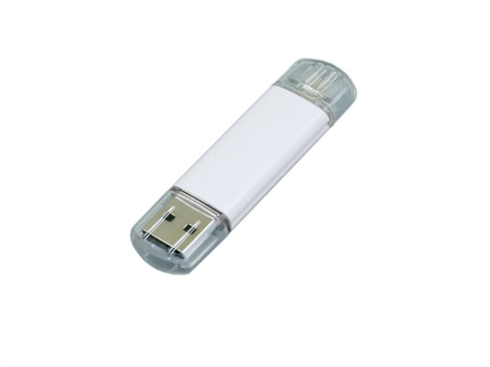 USB 2.0/micro USB- флешка на 16 Гб, белый, металл